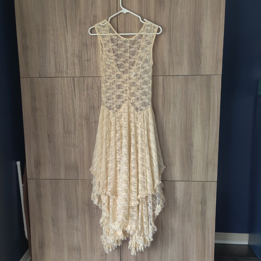 Free People French Courtship Lace Asymmetrical Dress - Size S